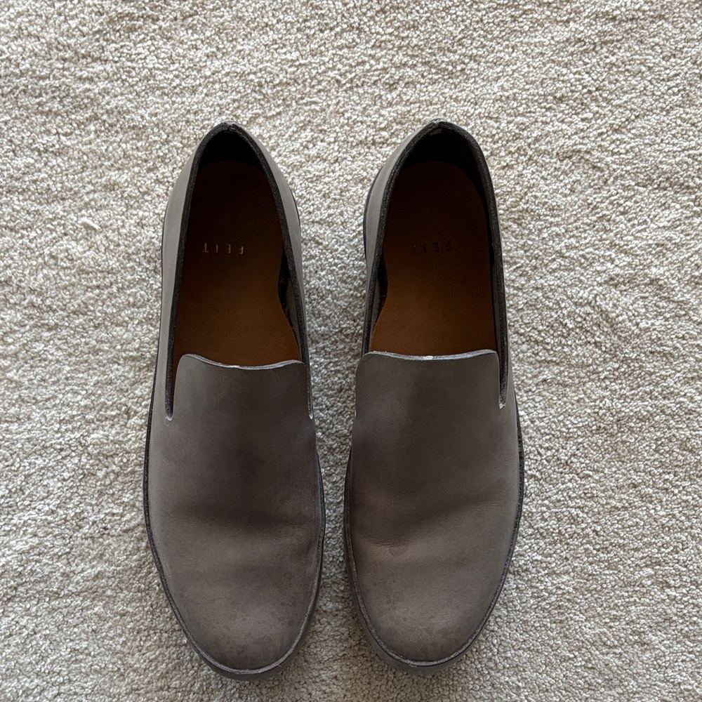 FEIT Women's Gray Leather Loafers - Picture 2 of 5